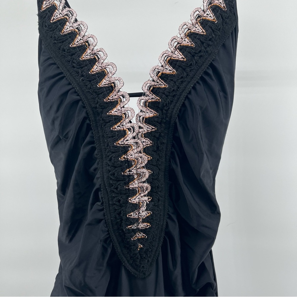 Blooming Jelly Black Crotched Detail One Piece Swim Suit with‎ Back Tie Size XL